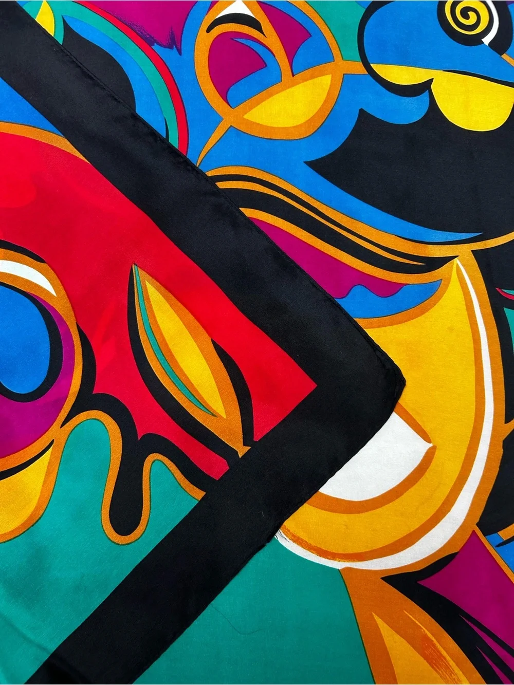 Sharon Michaels Abstract Silk Scarf Square Multicolor Art Print 80s 90s Style